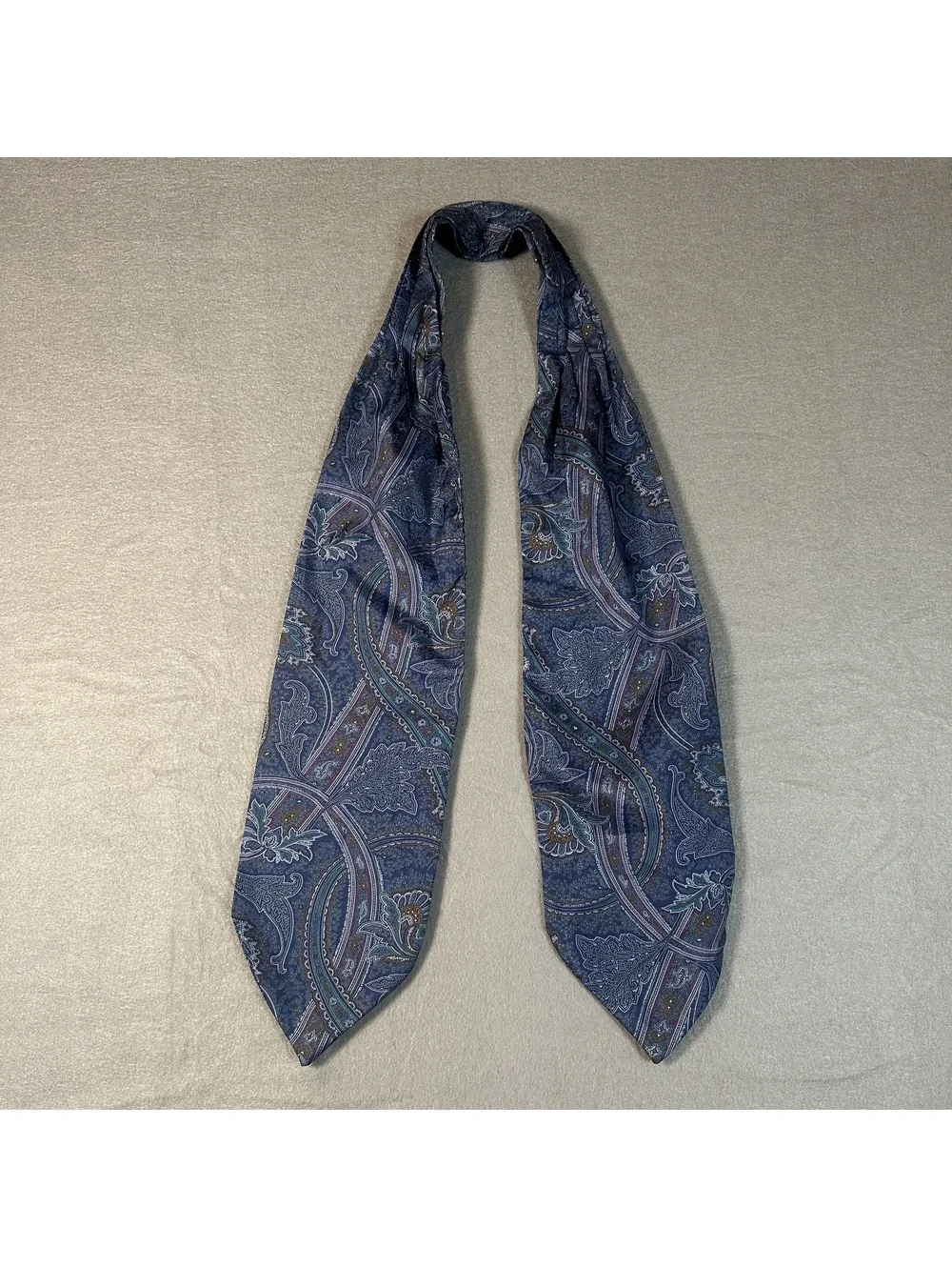 Vintage Blue Paisley Cravat/Ascot Scarf